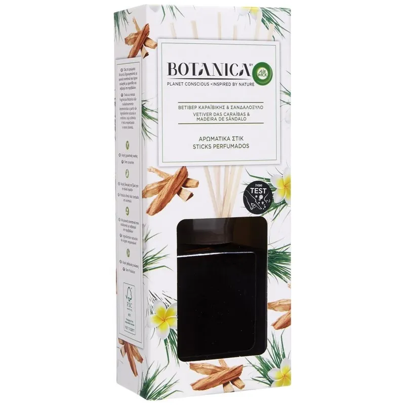 Botanica Αρωματικά Stick Βετιβερ Καραϊβικής & Σανδαλόξυλο 80 ml