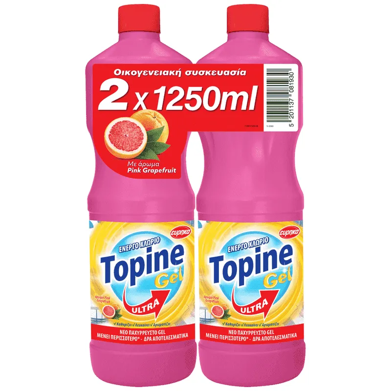 Topine Ultra Gel Χλώριο Pink Grapefruit 1250ml 2τεμ