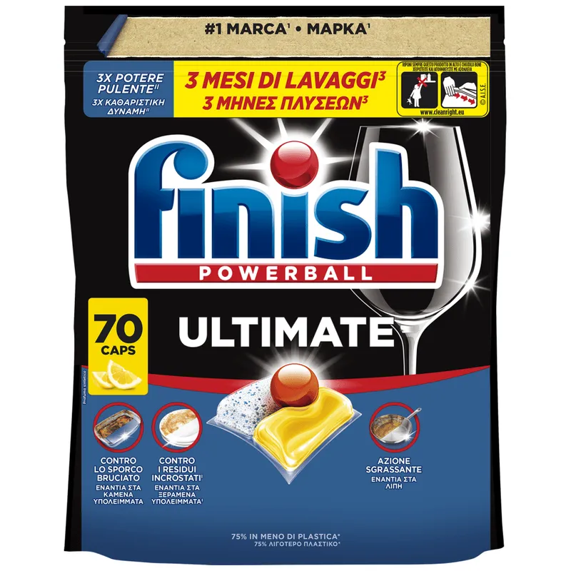 Finish Ultimate Caps Πλυντηρίου Πιάτων Lemon 70τεμ
