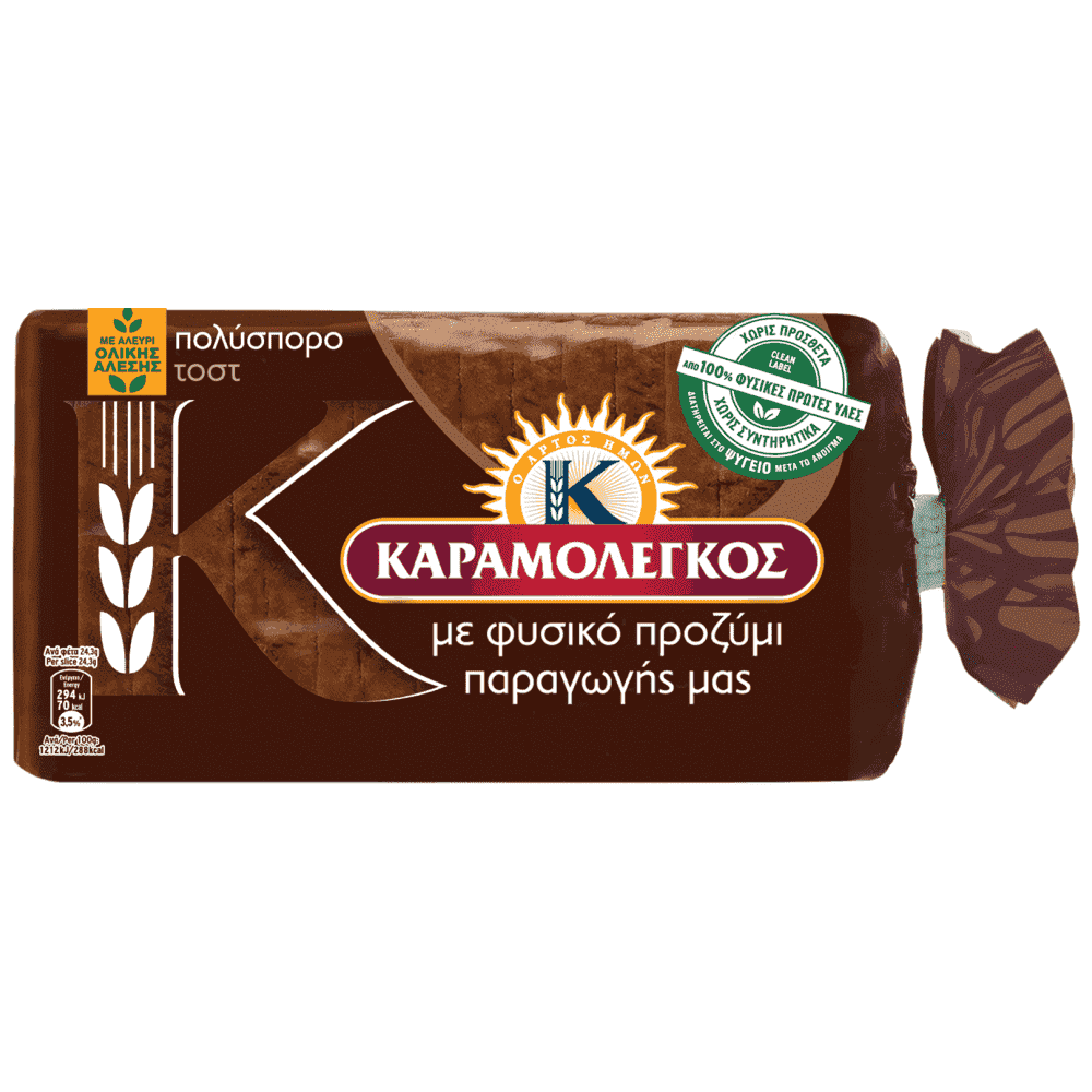 Καραμολέγκος Ψωμί Τοστ Πολύσπορο Ολικής Άλεσης 340gr