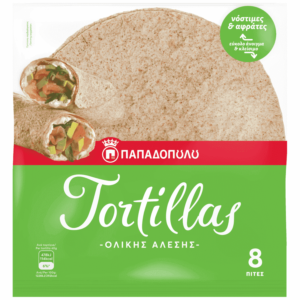 Παπαδοπούλου Τορτίγια Ολικής Άλεσης 20cm 320gr