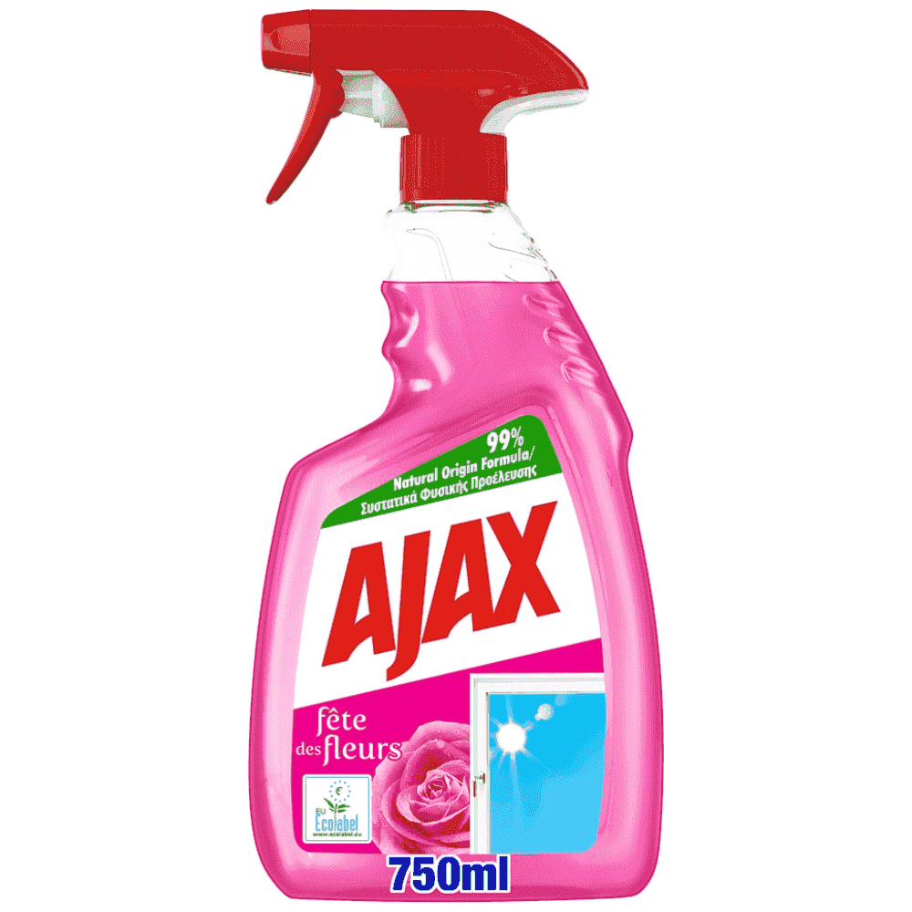 Ajax Γιορτή Λουλουδιών Ρόδο Αυγής Καθαριστικό Τζαμιών Αντλία 750ml