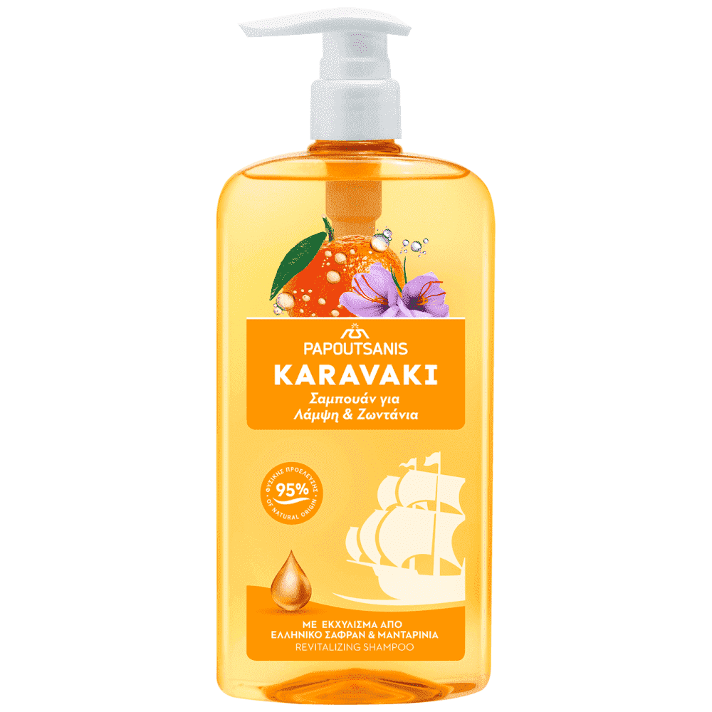 Papoutsanis Karavaki Σαμπουάν Λάμψη & Ζωντάνια Αντλία 600ml
