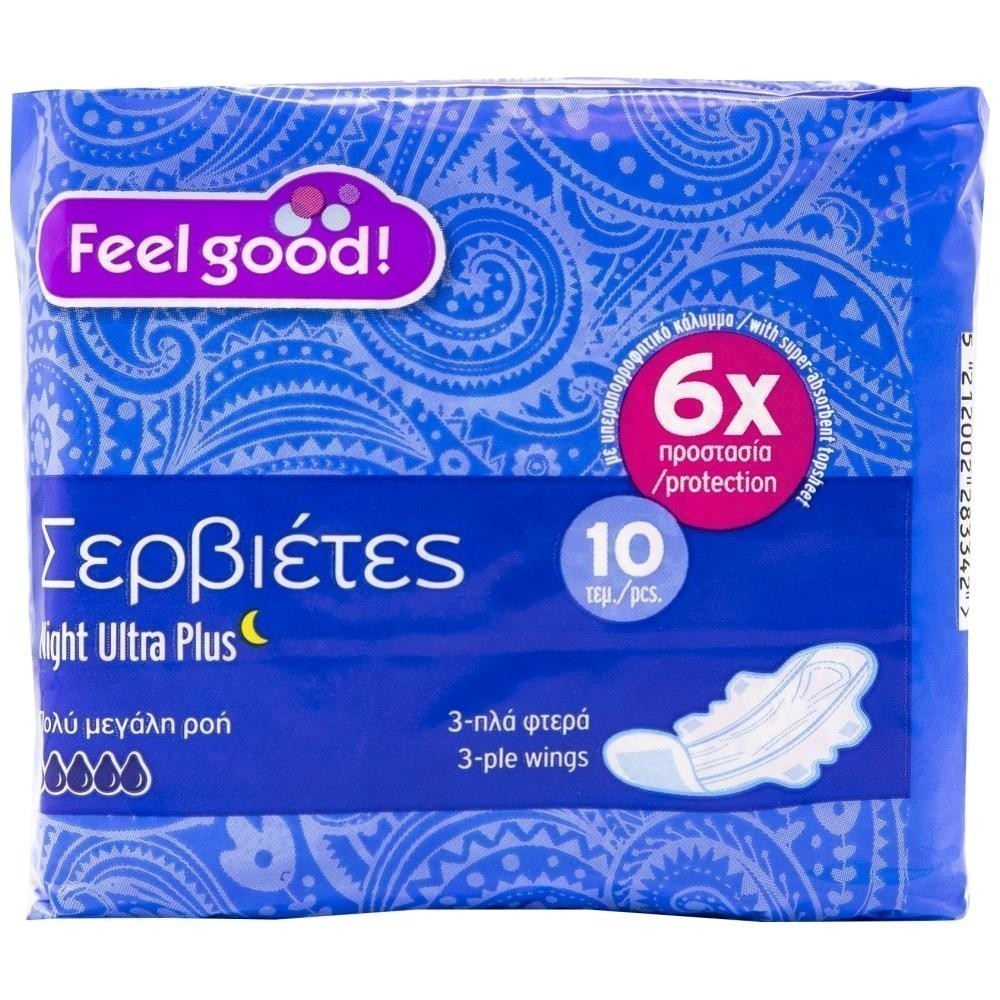 Feel Good! Σερβιέτες Ultra Plus Night 10 τεμ