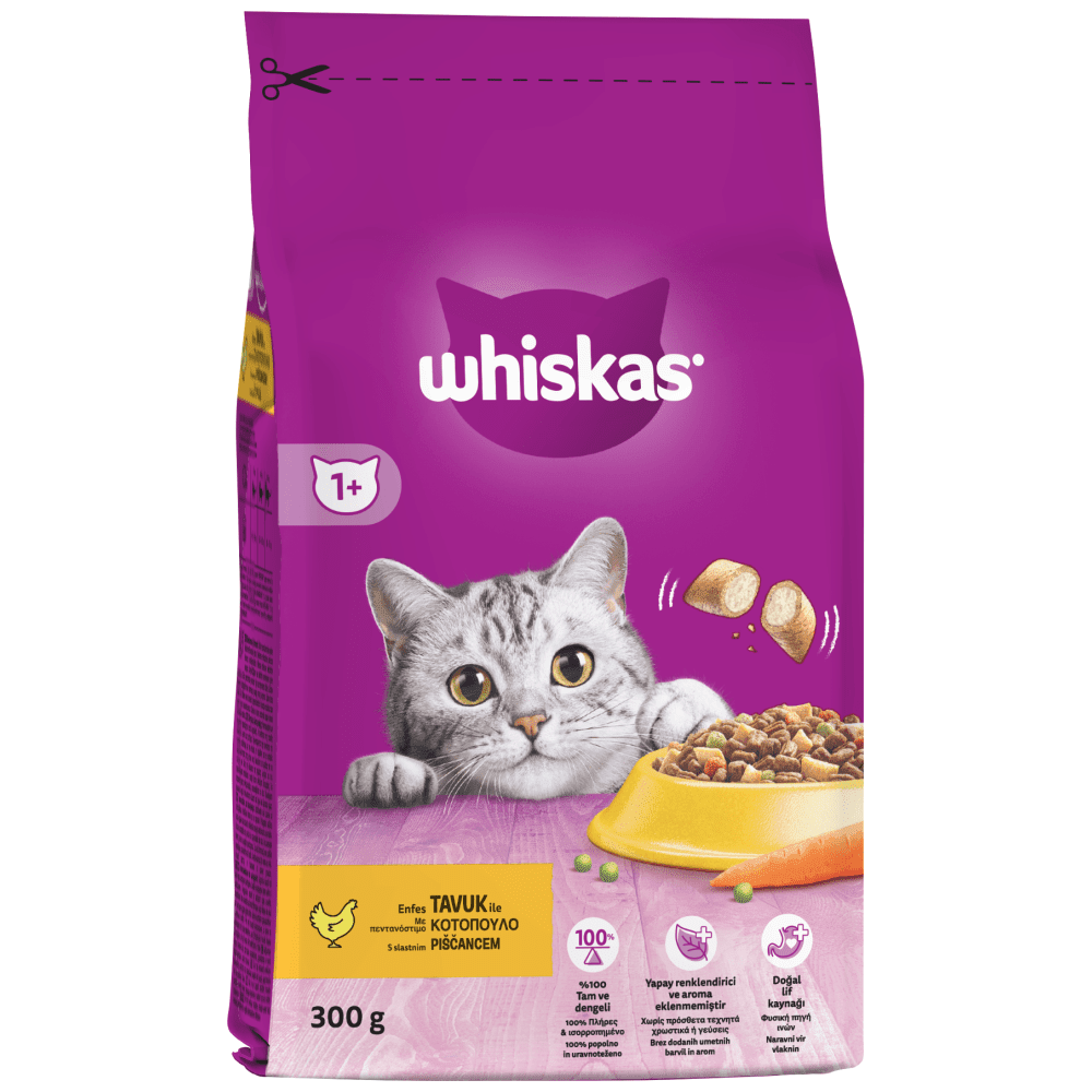 Whiskas Adult Ξηρά Τροφή Γάτας Κοτόπουλο 300gr