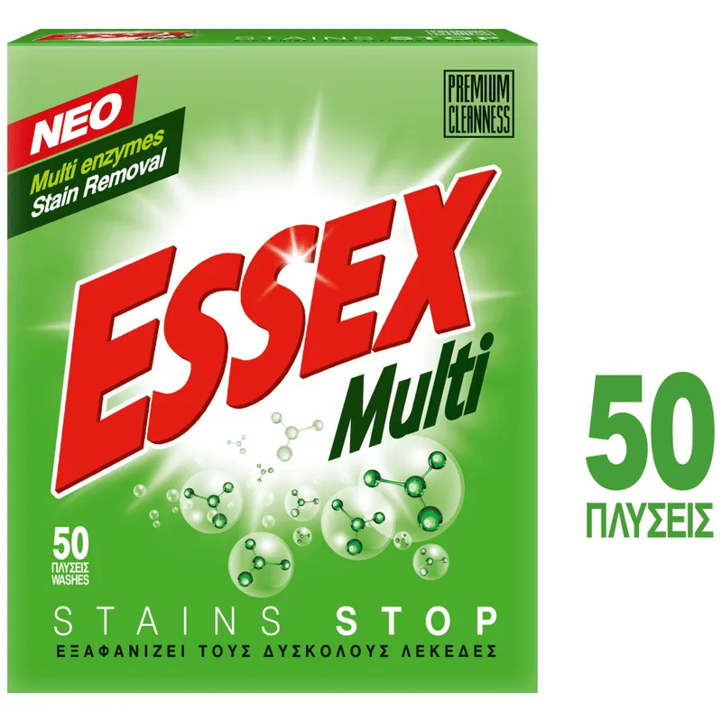 Essex Απορρυπαντικό Πλ. Ρούχων Multi Σκόνη 50μεζ 2,4Kg