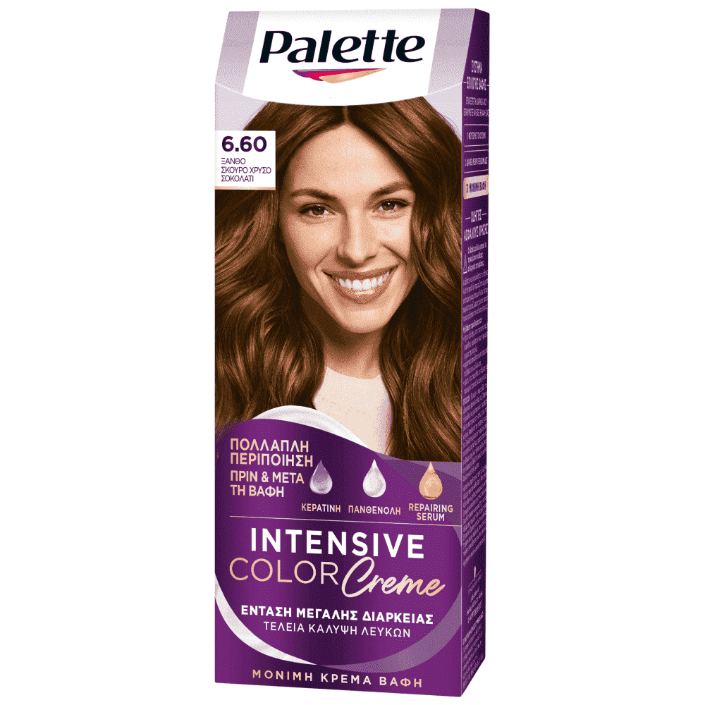 Palette Κρέμα Βαφή Μαλλιών N6.60 Ξανθό Σκούρο Χρυσό Σοκολατί