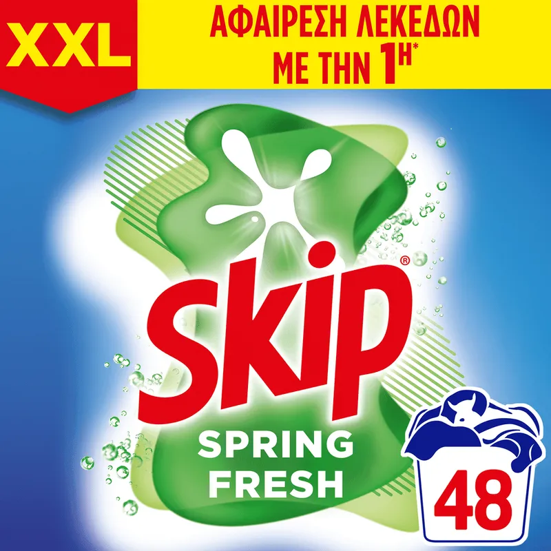 Skip Απορρυπαντικό Πλυντηρίου Ρούχων Spring Fresh Σκόνη 48M 3.12kg