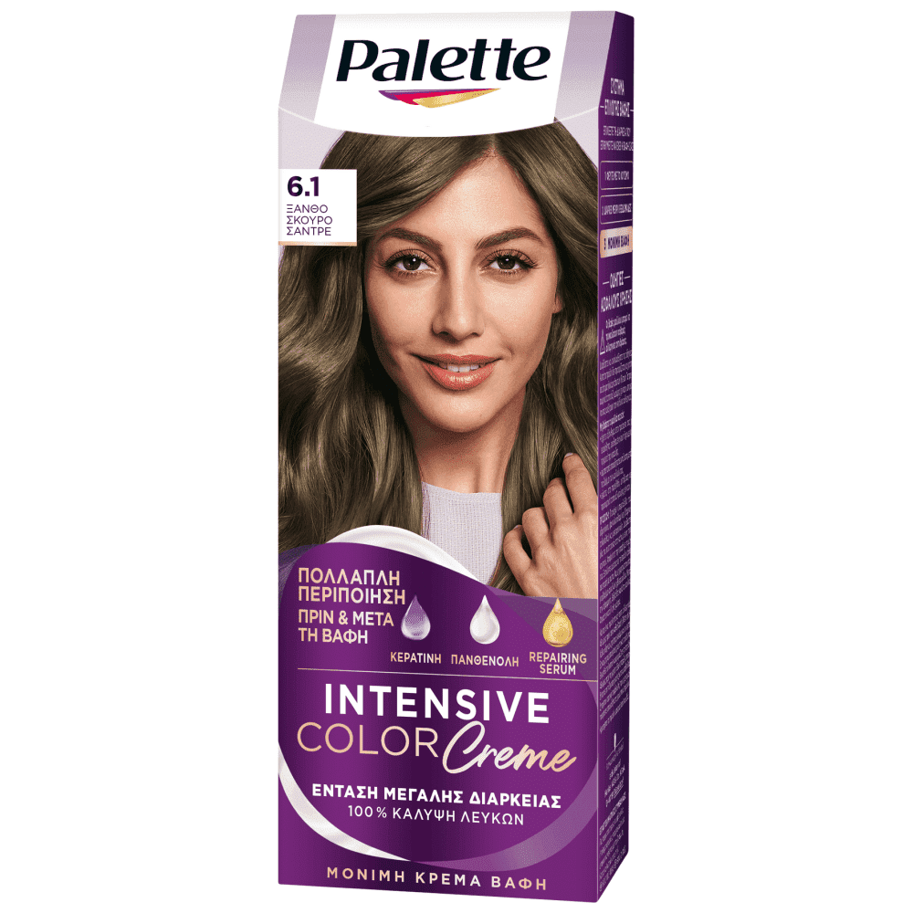 Palette Κρέμα Βαφή Μαλλιών No.6.1 Ξανθό Σκούρο Σαντρε
