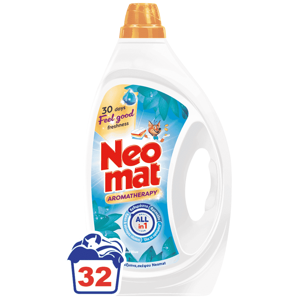 Neomat Απορρυπαντικό Πληντυρίου Ρούχων Gel Aromatotherapy Good Feel 32Μεζ 1,440l