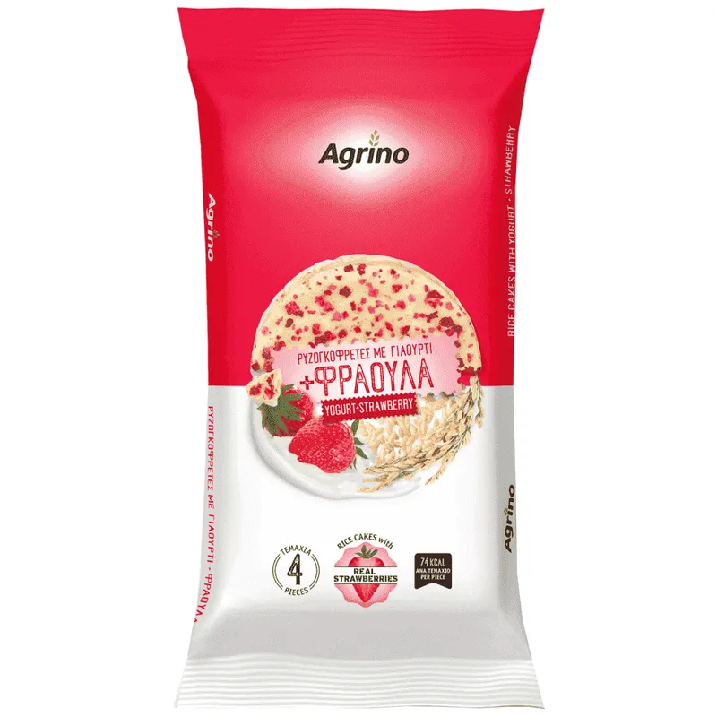 Agrino Ρυζογκοφρέτες Γιαούρτι Φράουλα 64gr