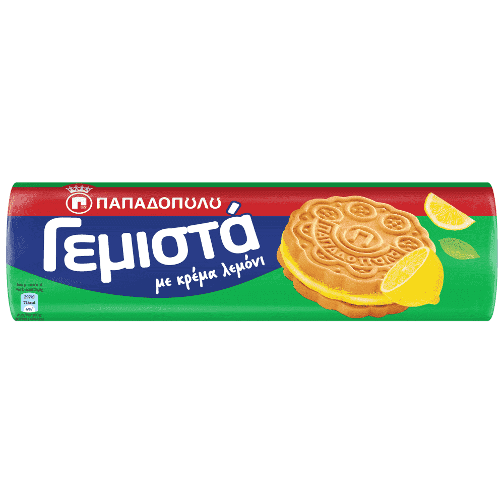 Παπαδοπούλου Μπισκότα Γεμιστά Λεμόνι 200gr