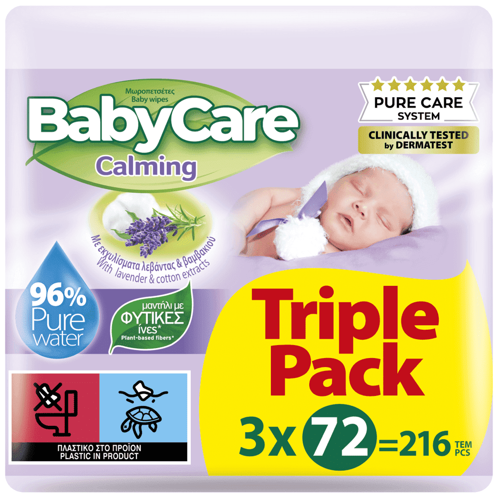 Βabycare Calming Μωρομάντηλα Triple Pack 3x72τεμ