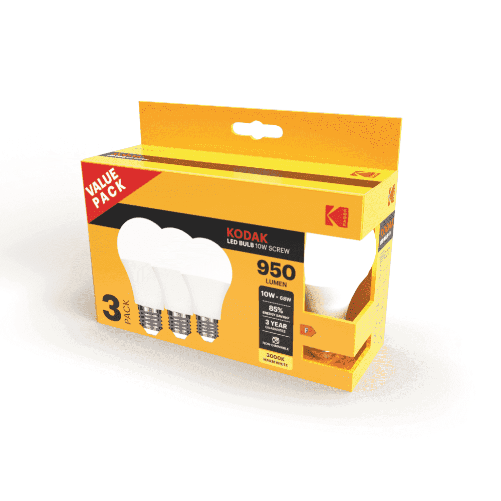 Kodak Λάμπα Led Warm A60 E27 1W 3τεμ