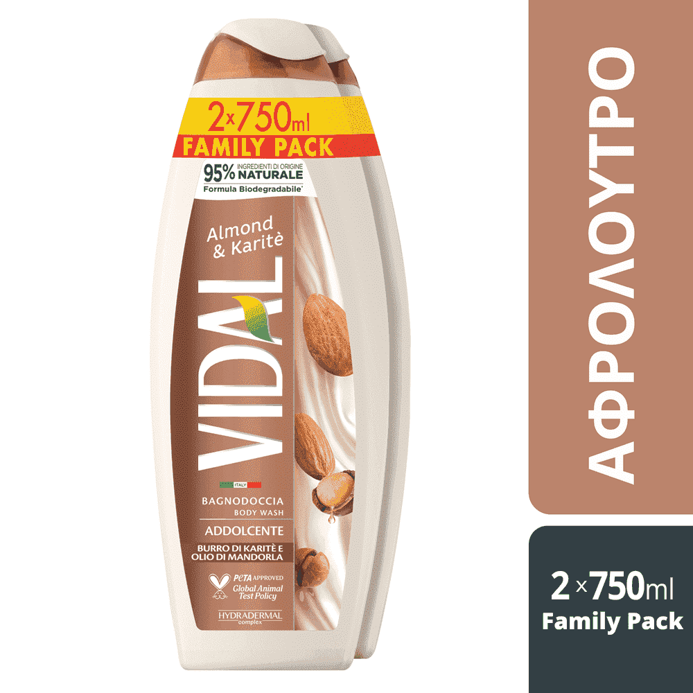 Vidal Shower Gel Almond & Carite 2x750ml