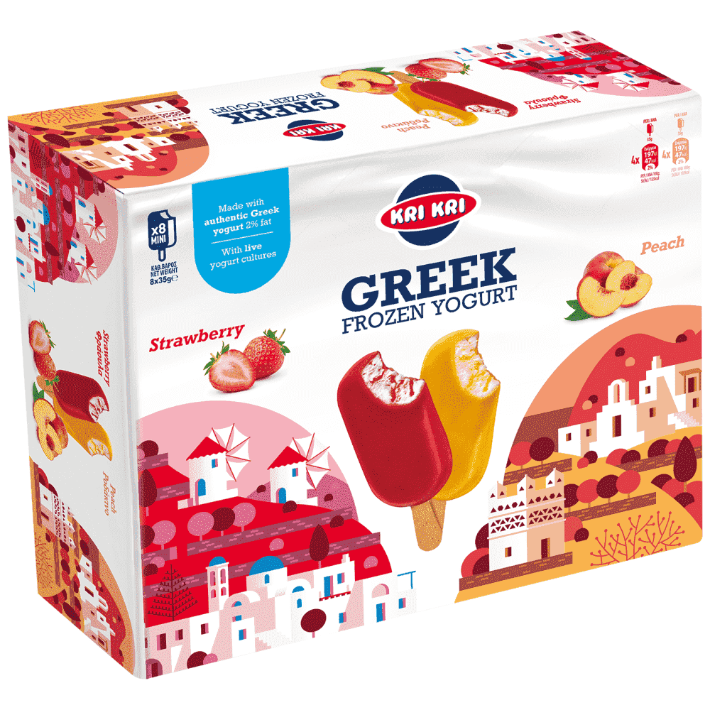 Κρι Κρι Greek Frozen Yogurt Mini Mix Φράουλα-Ροδάκινο 280gr