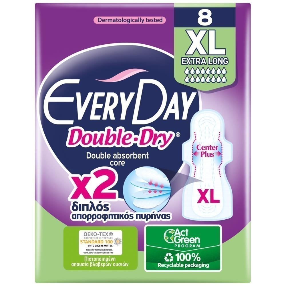 Everyday Σερβιέτες Double Dry Ultra Plus Extra Lοng 8τεμ