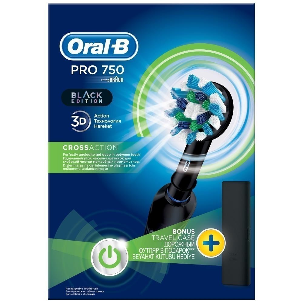 Oral-B Pro 750 Black Επαναφορτιζόμενη Ηλεκτρική Οδοντόβουρτσα