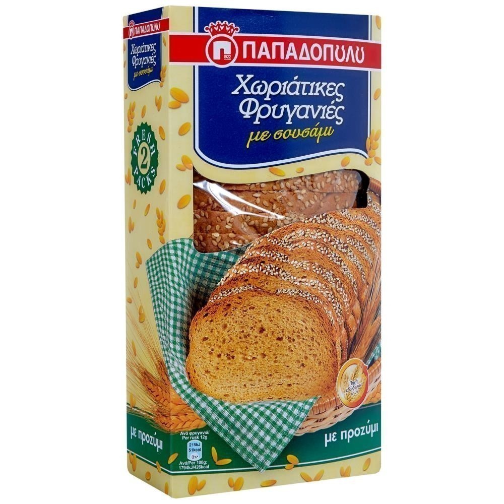 Παπαδοπούλου Φρυγανιές Χωριάτικες Με Σουσάμι 240gr