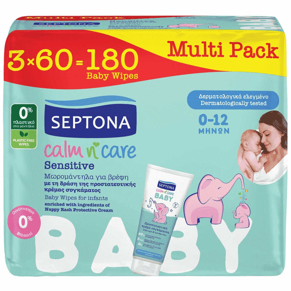 Septona Μωρομάντηλα Calm N' Care Sensitive 3x60τεμ
