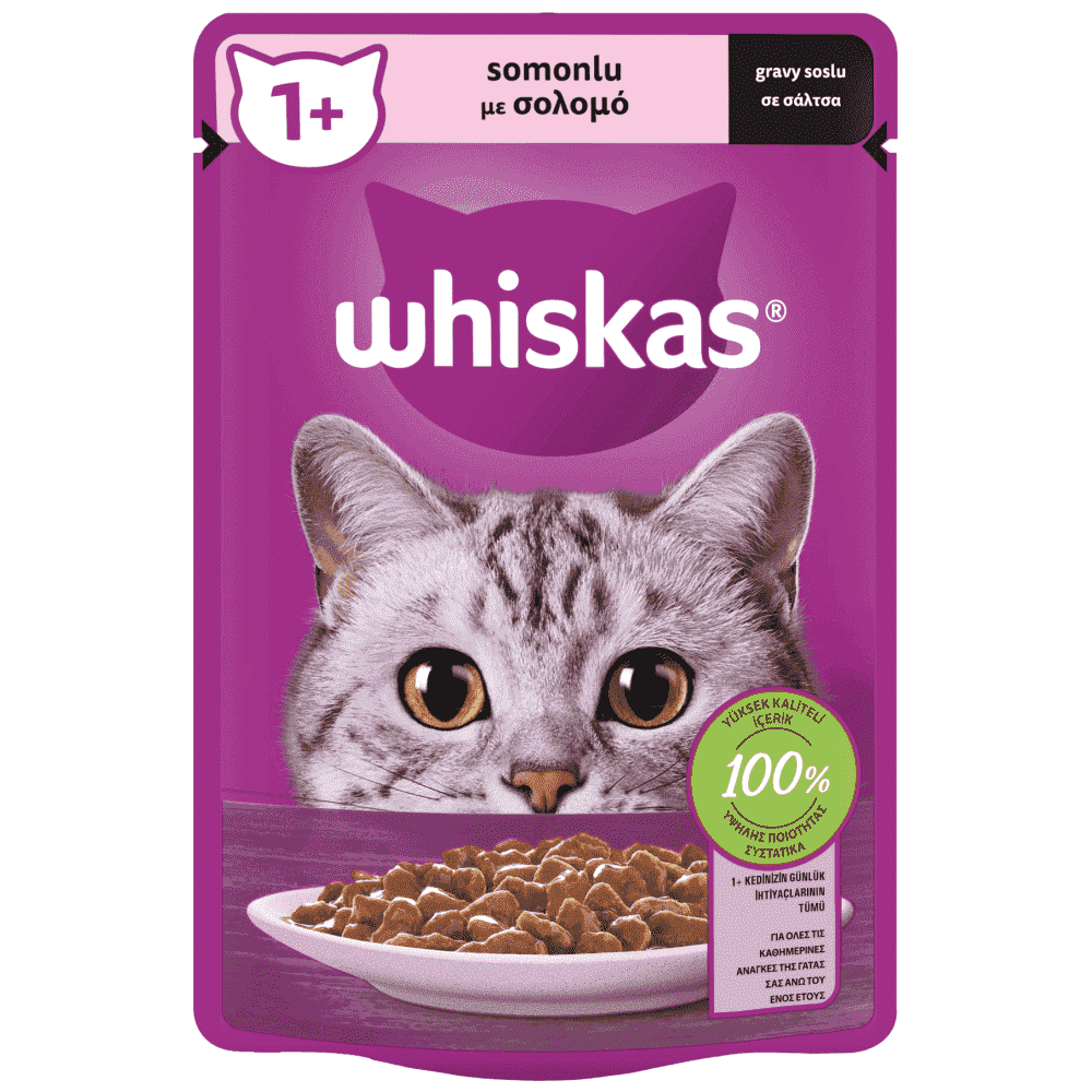 Whiskas Adult Πλήρης Υγρή Τροφή Γάτας Σολωμός 85gr