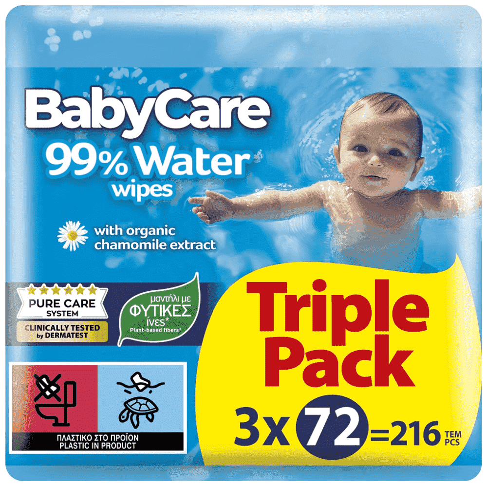 BabyCare 99% Water Μωρομάντηλα Triple Pack 3x72τεμ
