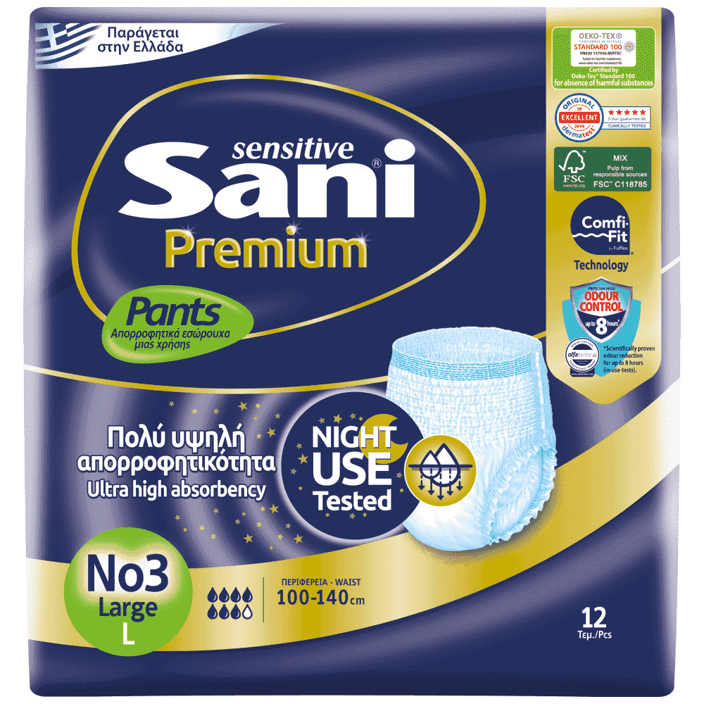 Sani Premium Pants Εσώρουχα Ακράτειας Ν.3 Large 12τεμ