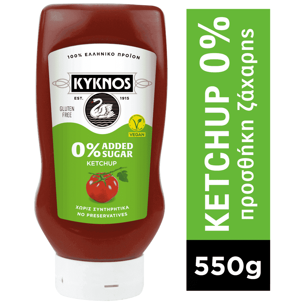 Kyknos Κέτσαπ Πλαστική Φιάλη Χωρίς Ζάχαρη 550gr