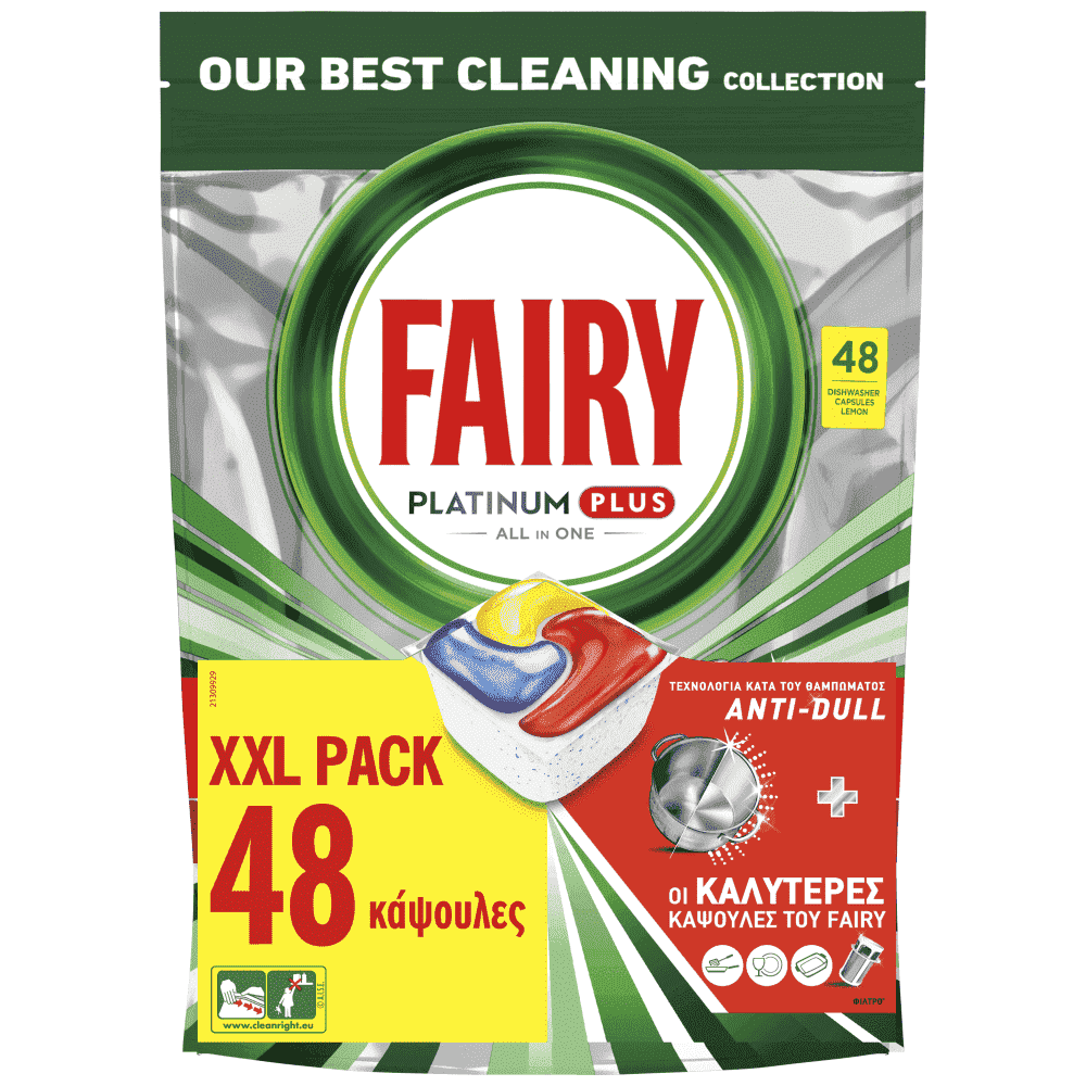 Fairy Platinum Plus Ταμπλέτες Πλυντηρίου Πιάτων Anti Dull XXL 48τεμ