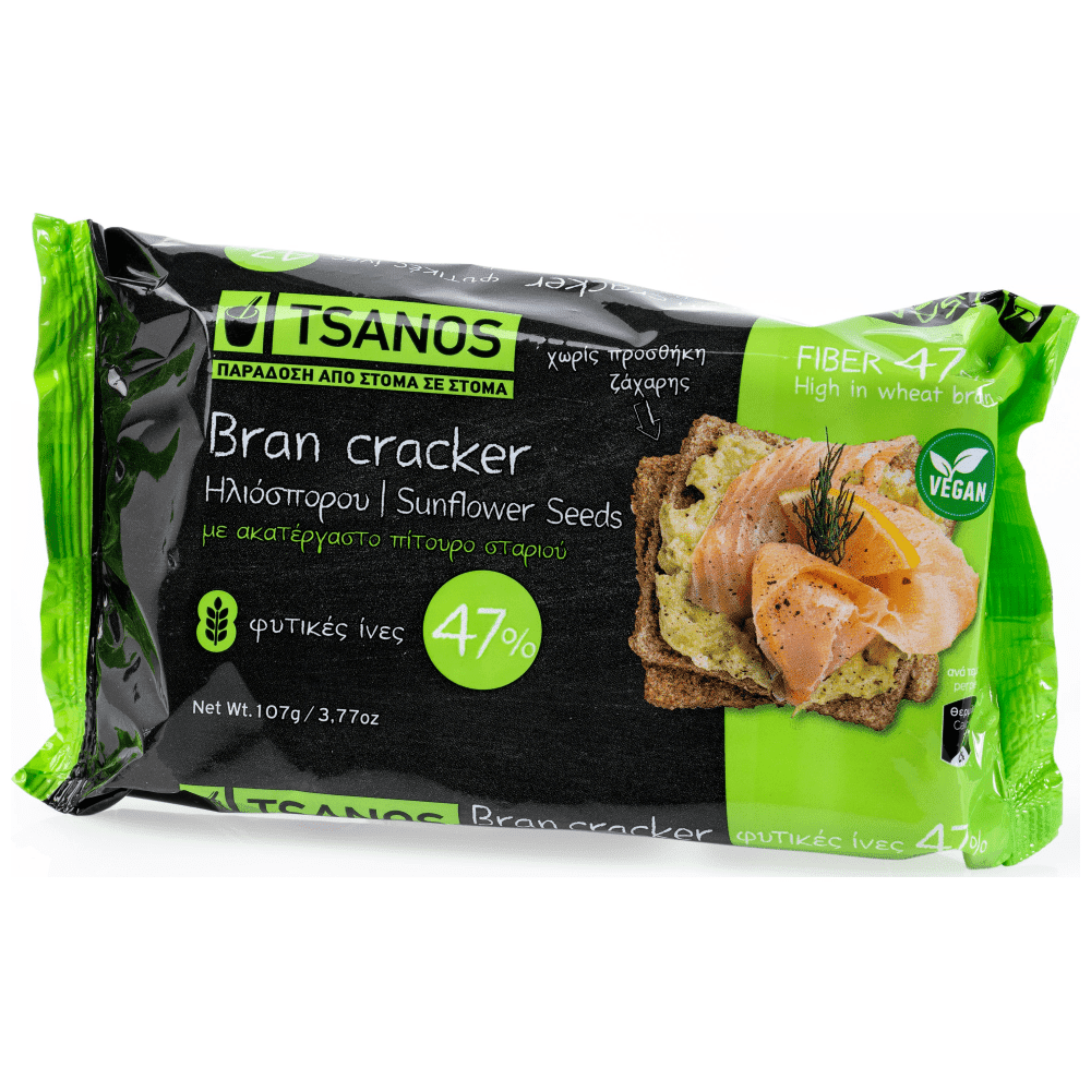 Tsanos Bran Crackers Με Ηλιόσπορο 107gr