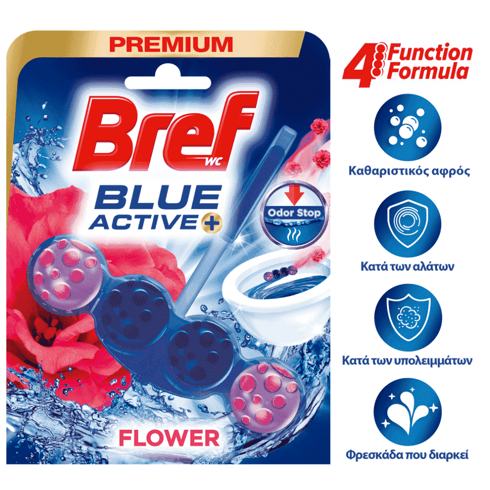 Bref WC Block Blue Active Θήκη Floral 50gr