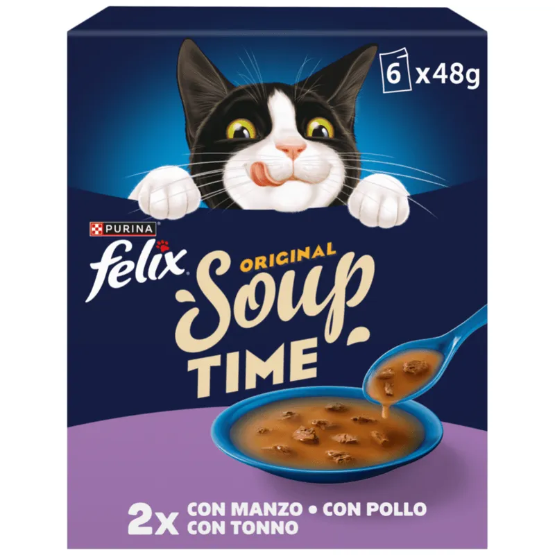 Felix Soups Βοδινό Κοτόπουλο Τόνος 6x48gr