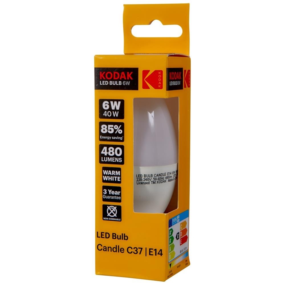 Kodak Λάμπα Led C37 E14 6W Warm