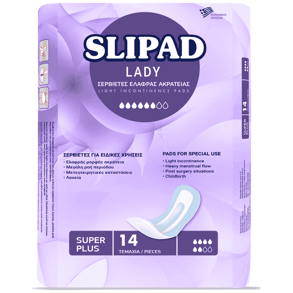 Slipad Lady Σερβιέτες Ελαφράς Ακράτειας Super Plus 14 τεμ