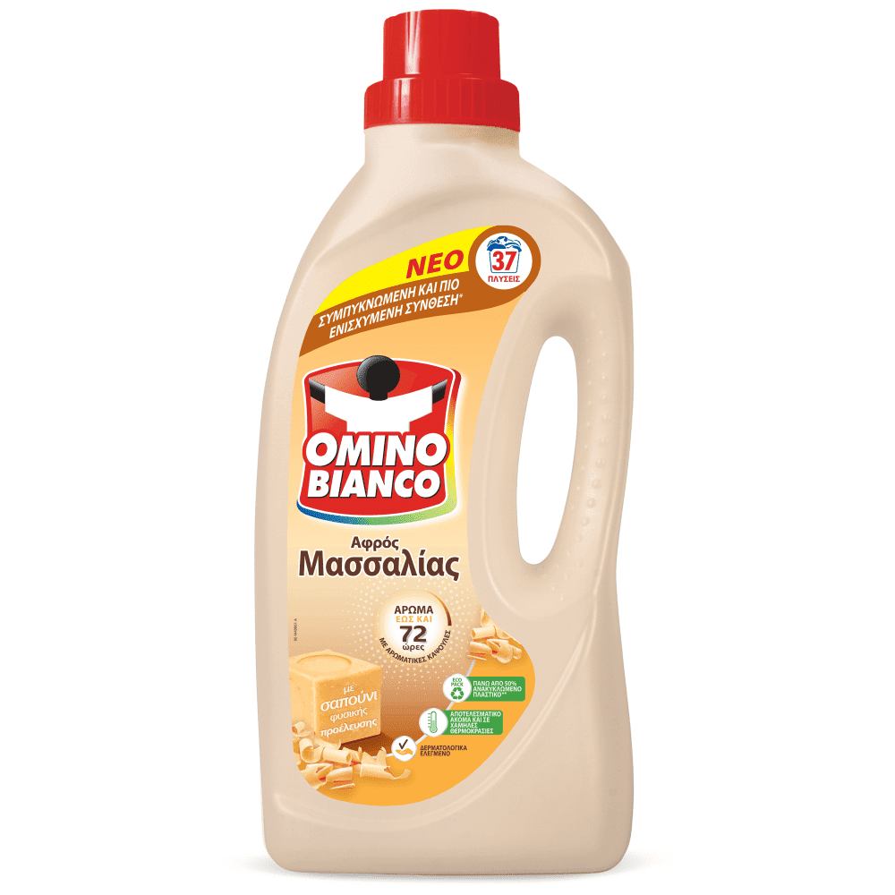 Omino Bianco Αφρός Μασσαλίας Απορρυπαντικό Πλυντηρίου Υγρό 37μεζ 1.480ml