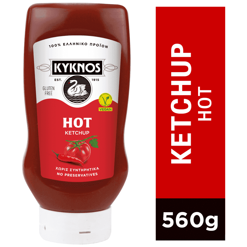 Kyknos Κέτσαπ Hot Πλαστική Φιάλη Top Down 560gr