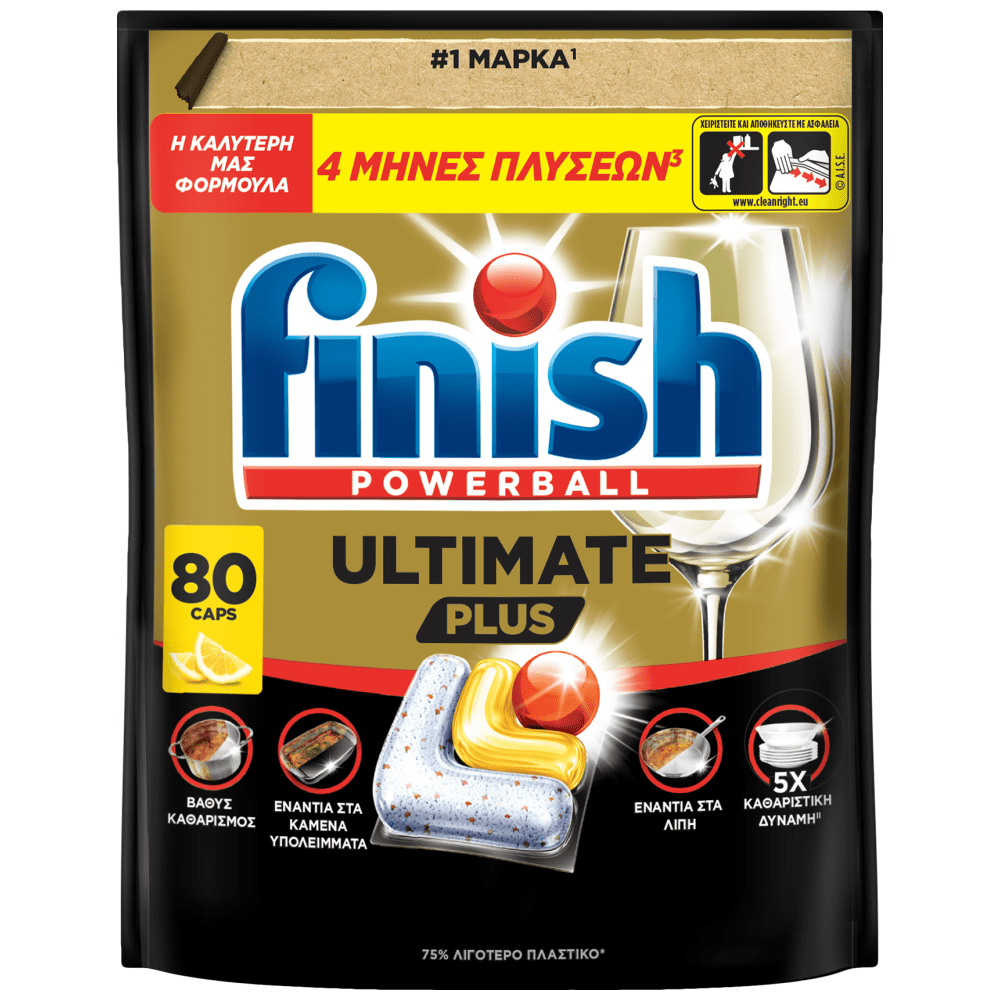 Finish Ultimate Plus All in 1 Ταμπλέτες Πλυντηρίου Πιάτων Lemon 80τεμ