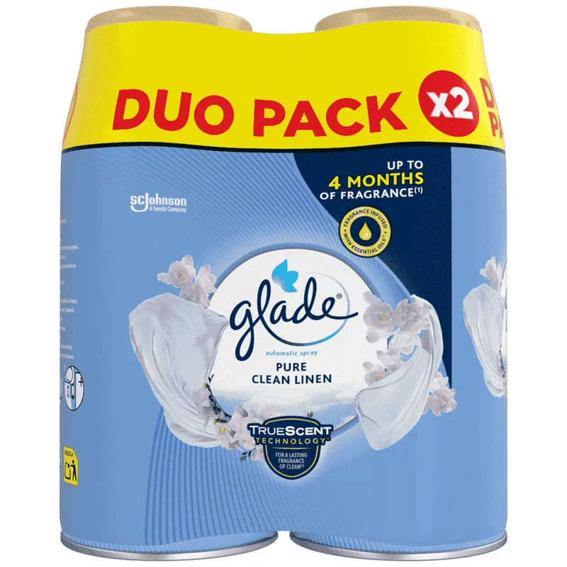 Glade Automatic Spray Διπλό + Ανταλλακτικό Pure Clean Linen 2x269ml