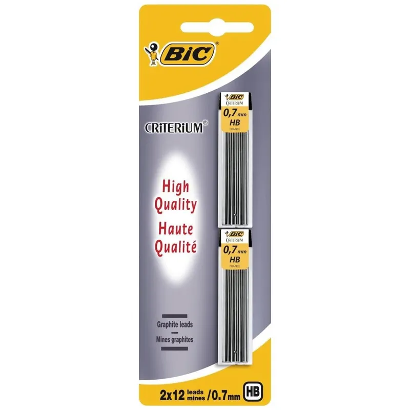 BIC HB 0.7 mm Μύτες Μηχανικού Μολυβιού - 2τεμ x 12 Μύτες