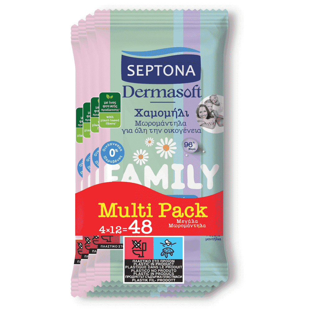 Septona Μωρομάντηλα Dermasoft Family 4x12τεμ