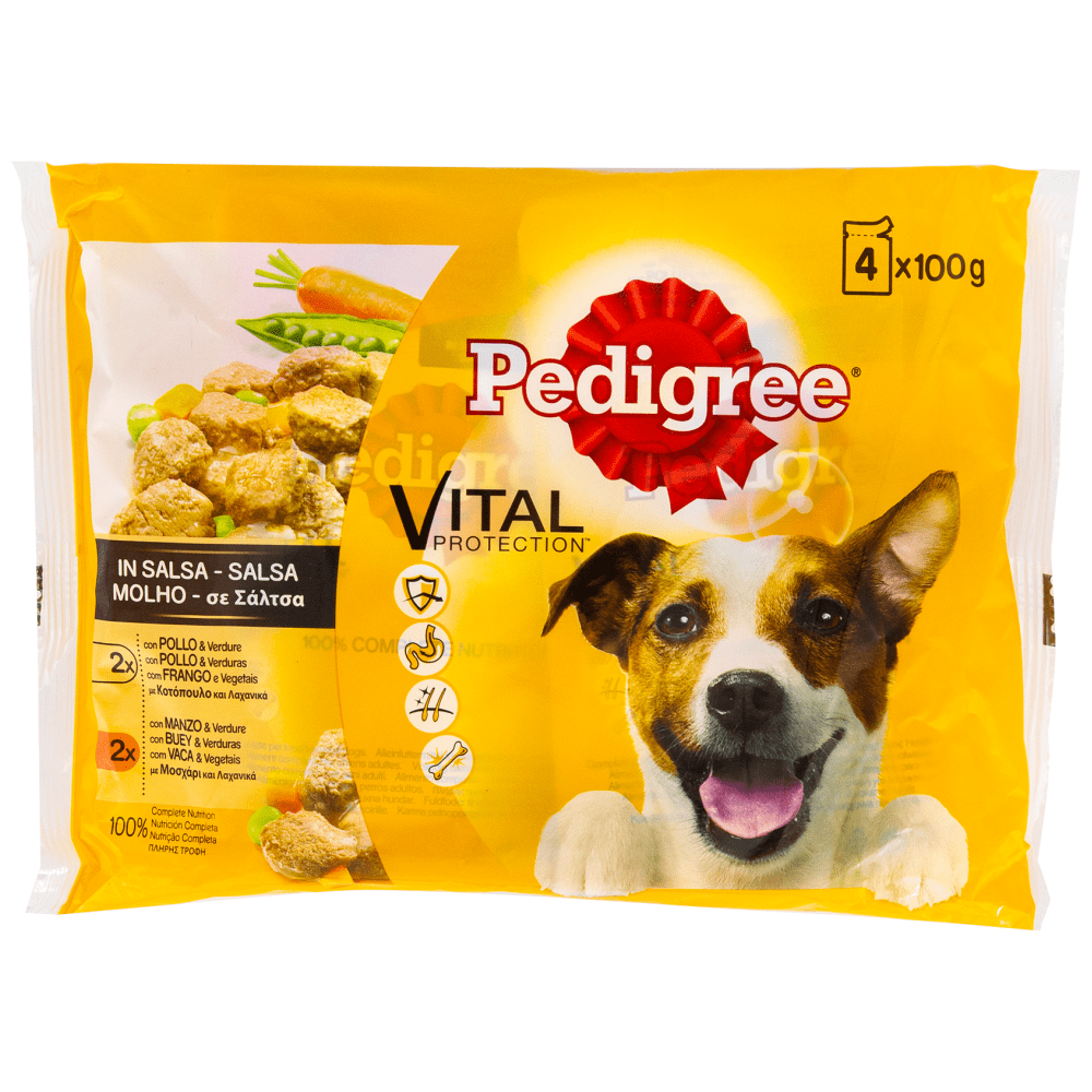 Pedigree Μοσχάρι Κοτόπουλο & Λαχανικά 4x100gr