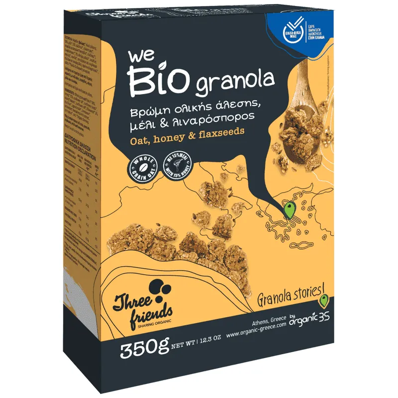 3Friends Granola Μέλι Λιναρόσπορο Βιολογική 350gr