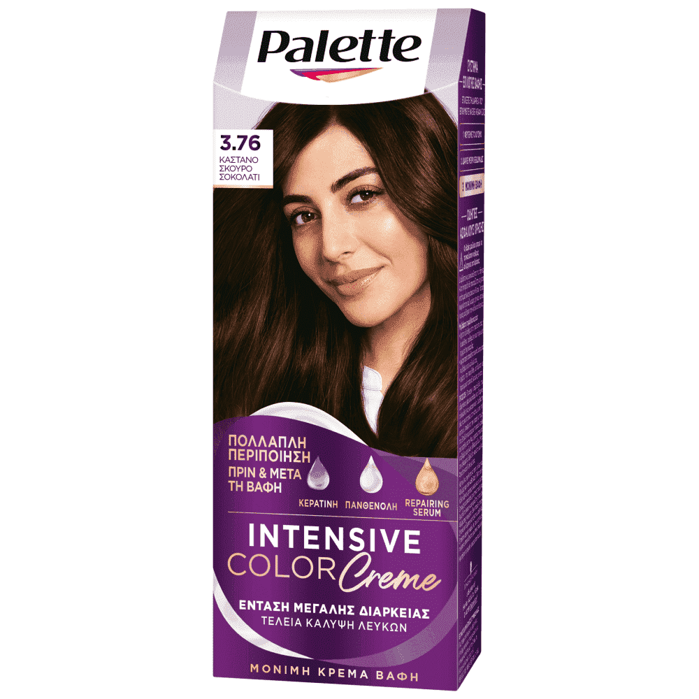 Palette Κρέμα Βαφή Μαλλιών Ν3.76 Καστανό Σκούρο, Σοκολατί
