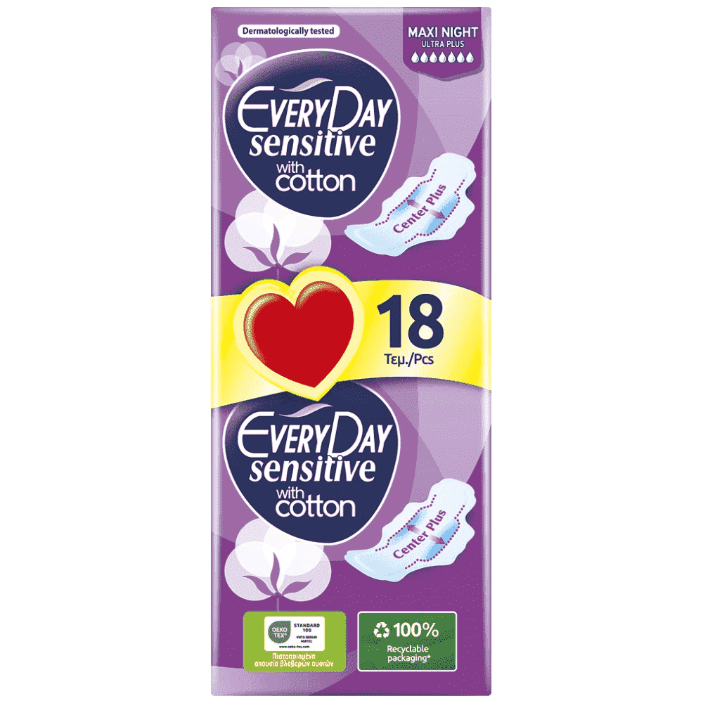Everyday Σερβιέτες Sensitive Ultra Plus Maxi Night 18τεμ