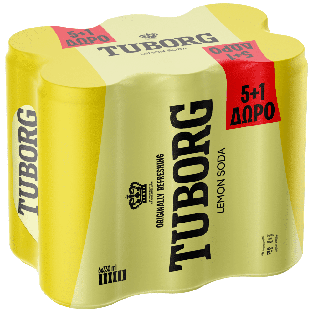 Tuborg Lemon Σόδα 330ml 5 +1 Δώρο