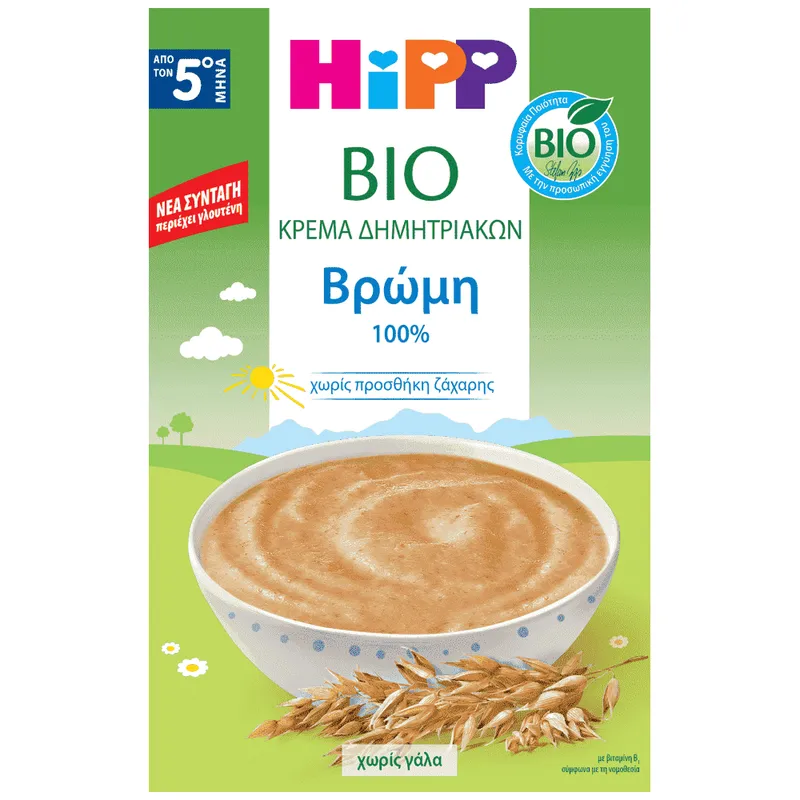 Hipp Κρέμα Με Βρώμη Χωρίς Γάλα Από Τον 4ο Μήνα Bio 200gr