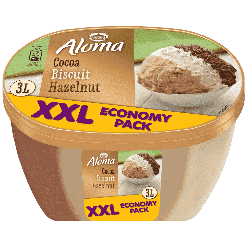 Aloma ΧΧL Παγωτό Σοκολάτα Μπισκότο Φουντούκι 1,455gr (3lt)