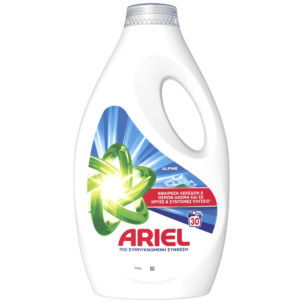 Αriel Απορρυπαντικό Πλυντηρίου Ρούχων Υγρό Alpine 30μεζ