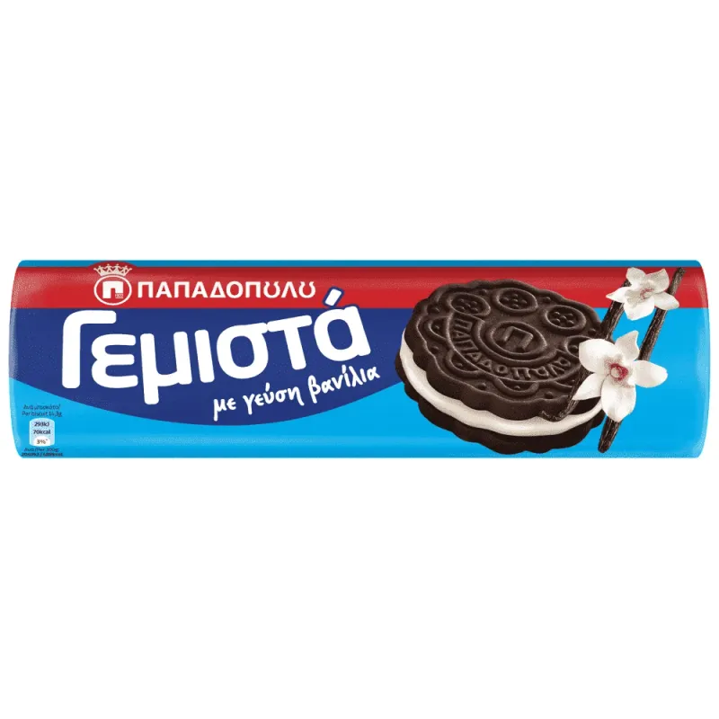 Παπαδοπούλου Μπισκότα Γεμιστά Με Γεύση Βανίλια 200gr