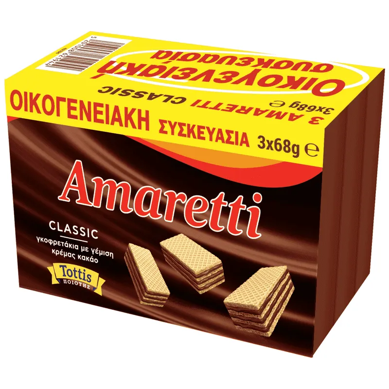 Amaretti Γκοφρέτα Με Κρέμα Κακάο 3x68gr